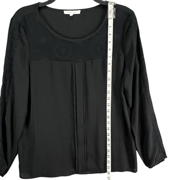 41 Hawthorn Top Womens M Black Chiffon Lace Semi Sheer Relaxed Blouse Whimsygoth - Picture 8 of 15